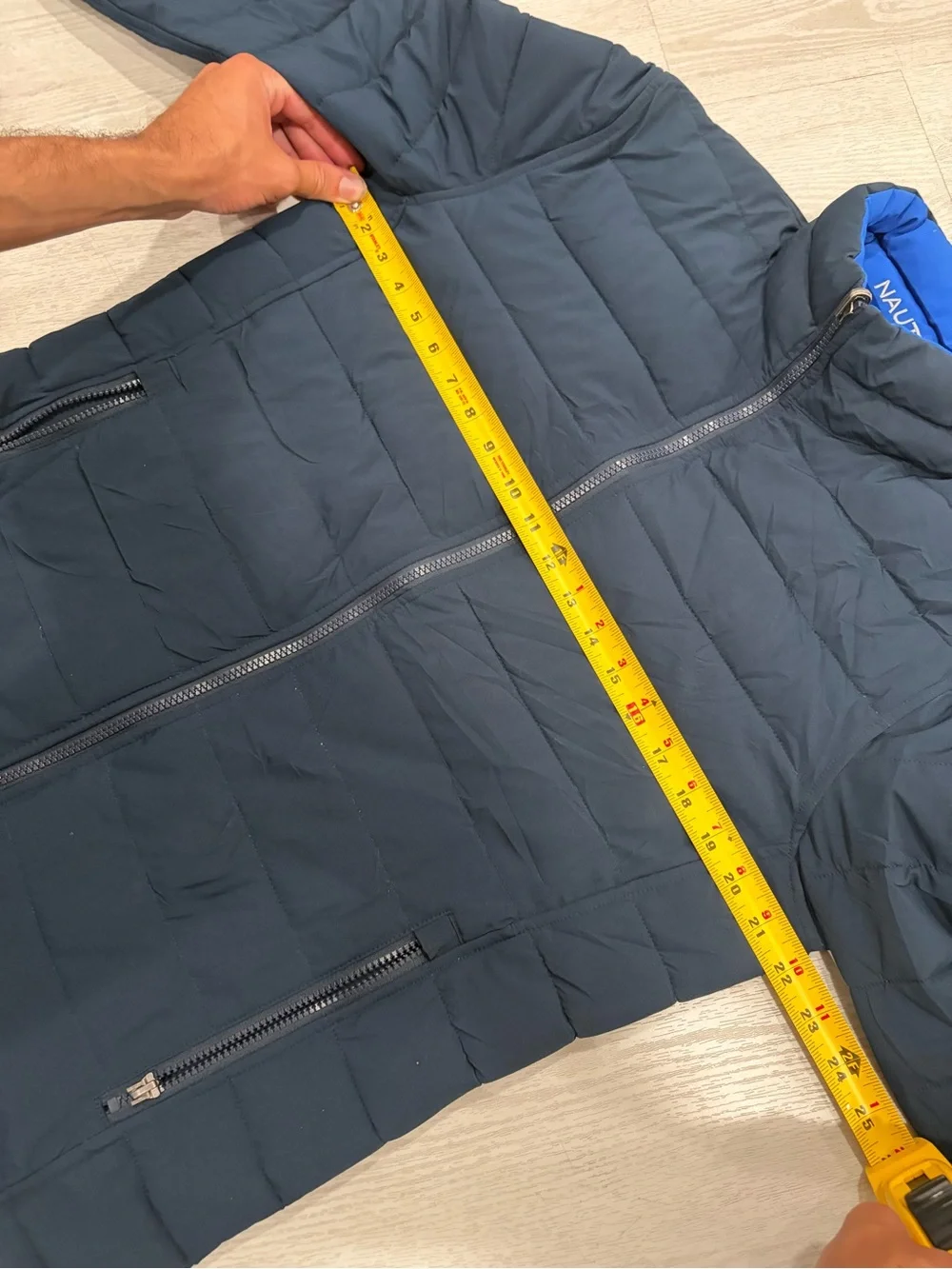 Nautica Blue Mens Reversible Quilt Puffer Full Zip Up Jacket SIZE M